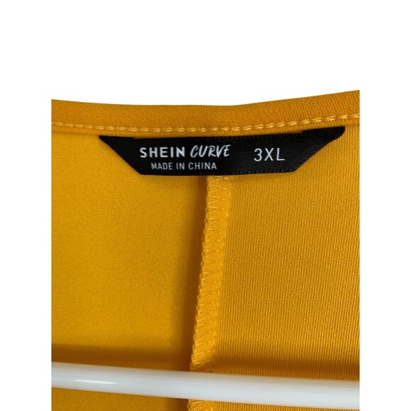 Shein Curve 3XL Marigold Yellow Drape Cardigan Summer RZ10403 3/4 Sleeve EUC - Picture 2 of 6